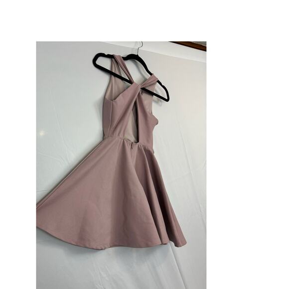 TRAC Mauve Pink Mini Skater Dress XS NWT Sleeveless Back Tie Cutout Fit & Flare - Picture 8 of 11